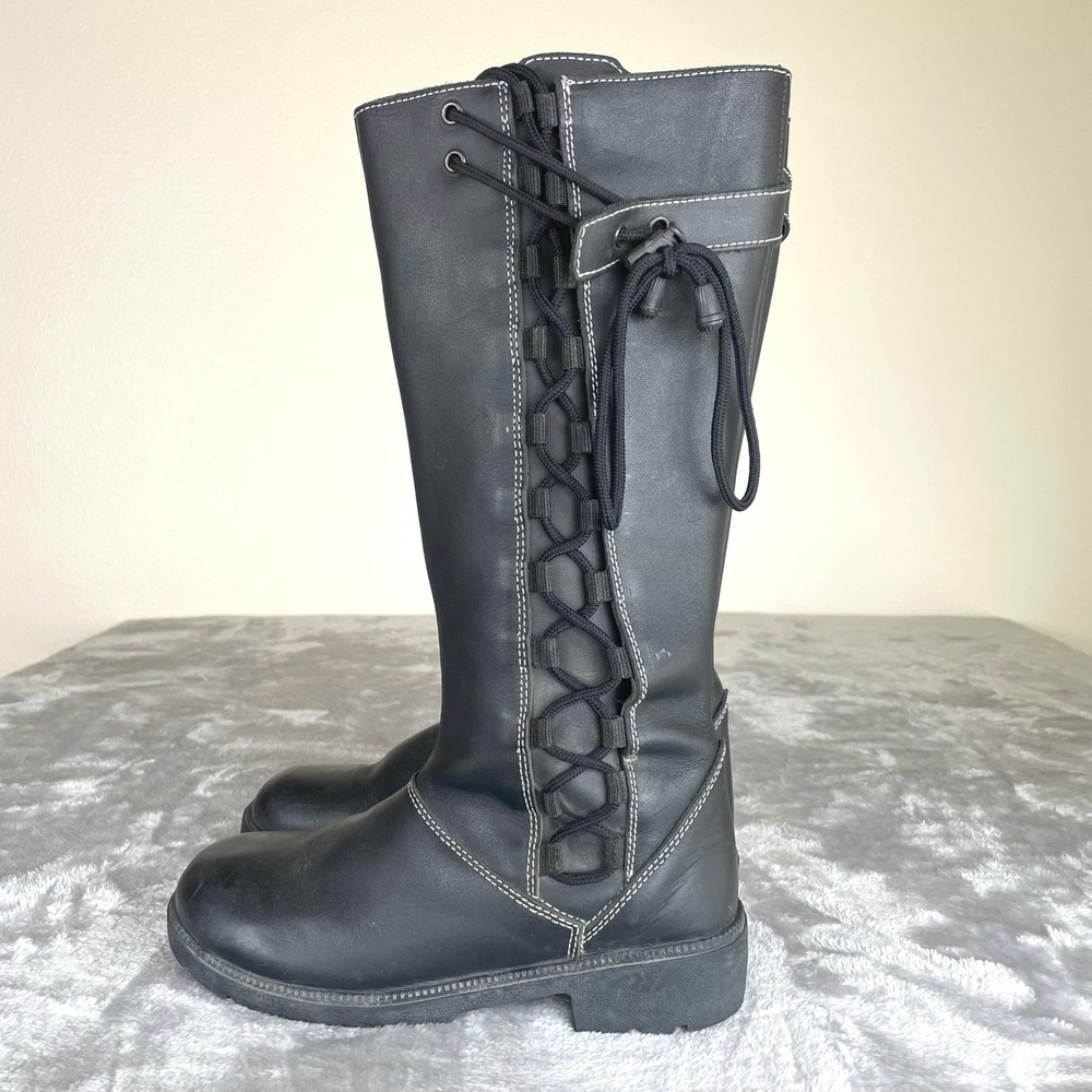 Milwaukee Leather Womens Boots 9.5 Tall Motorcycle Riding Biker Knee High‎ Black